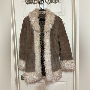 Vintage 1990's Leather Faux Fur PENNY LANE Coat M